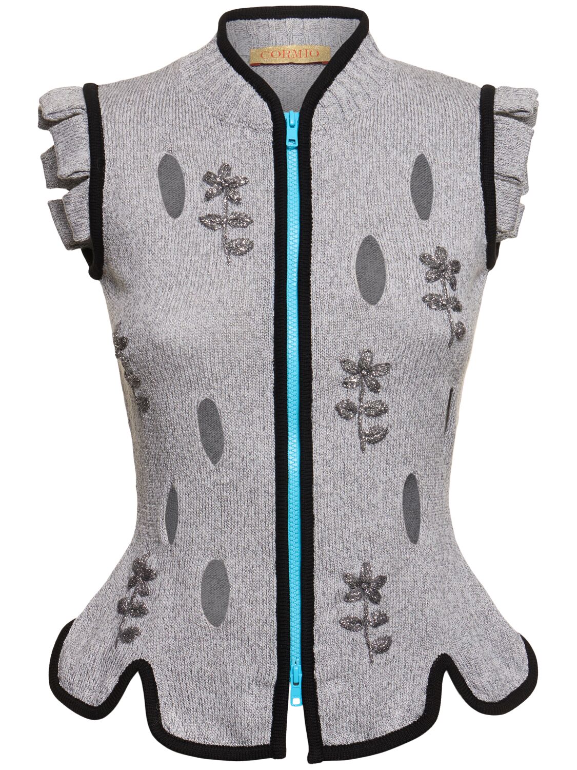 Image of Perry Zip-up Cotton Blend Knit Vest