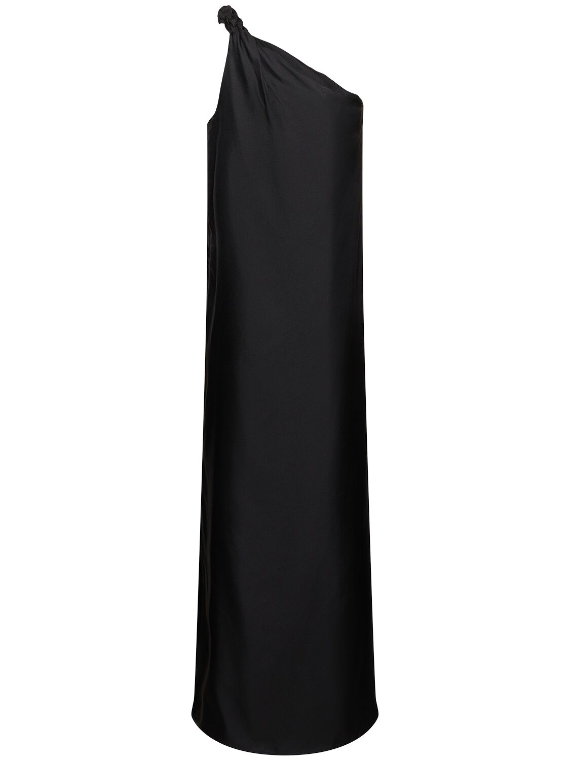 Shop Loulou Studio Adela Asymmetric Silk Midi Dress In 黑色