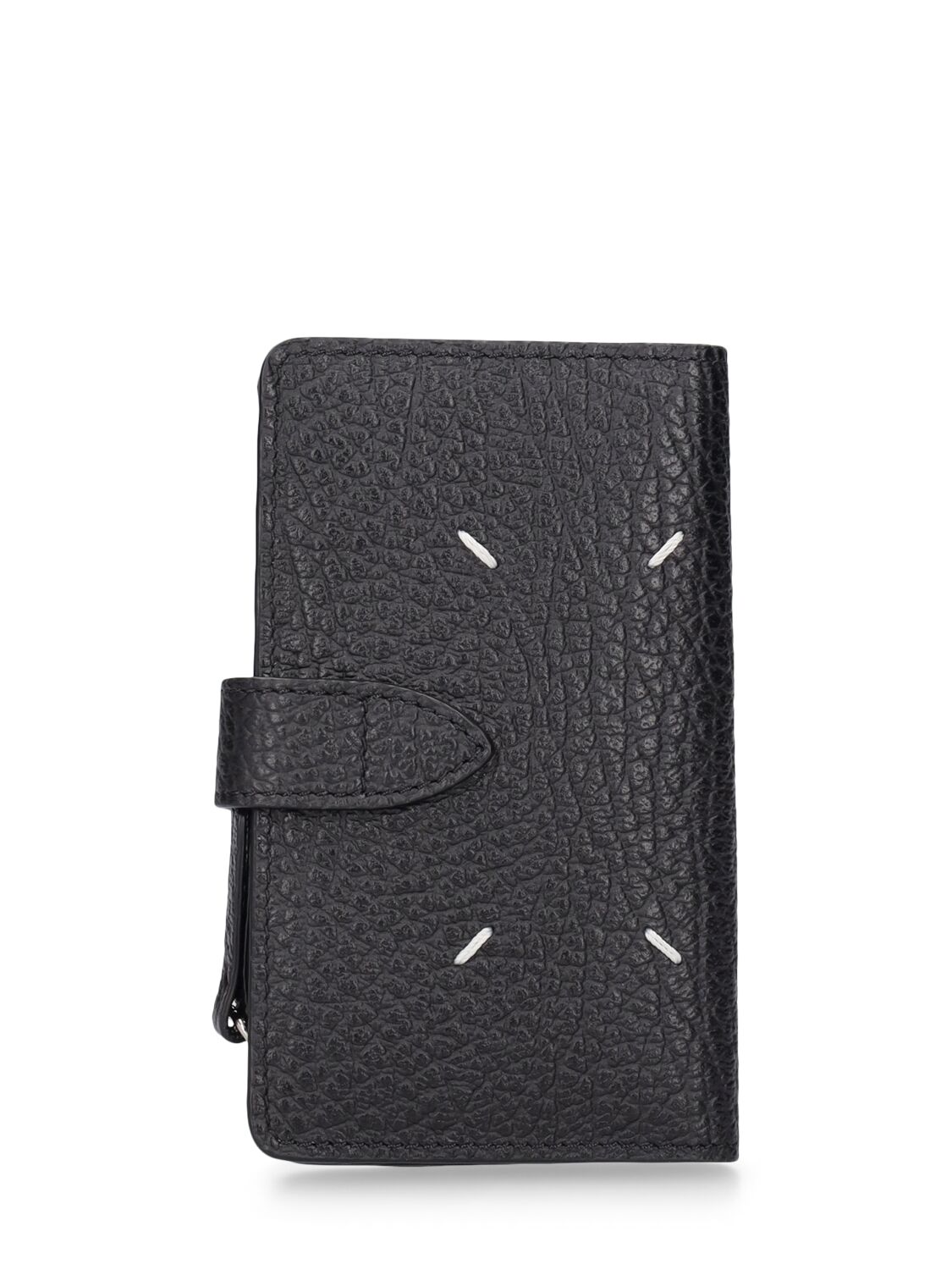 Shop Maison Margiela Grainy Leather Zipped Card Holder In Black