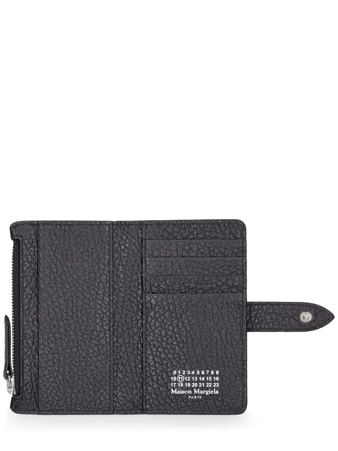 Shop Maison Margiela Grainy Leather Zipped Card Holder In Black