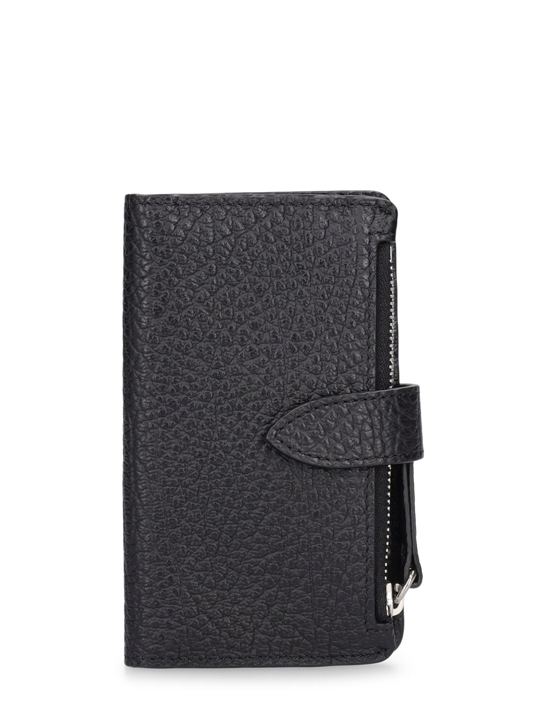 Maison Margiela Grainy Leather Zipped Card Holder In Black