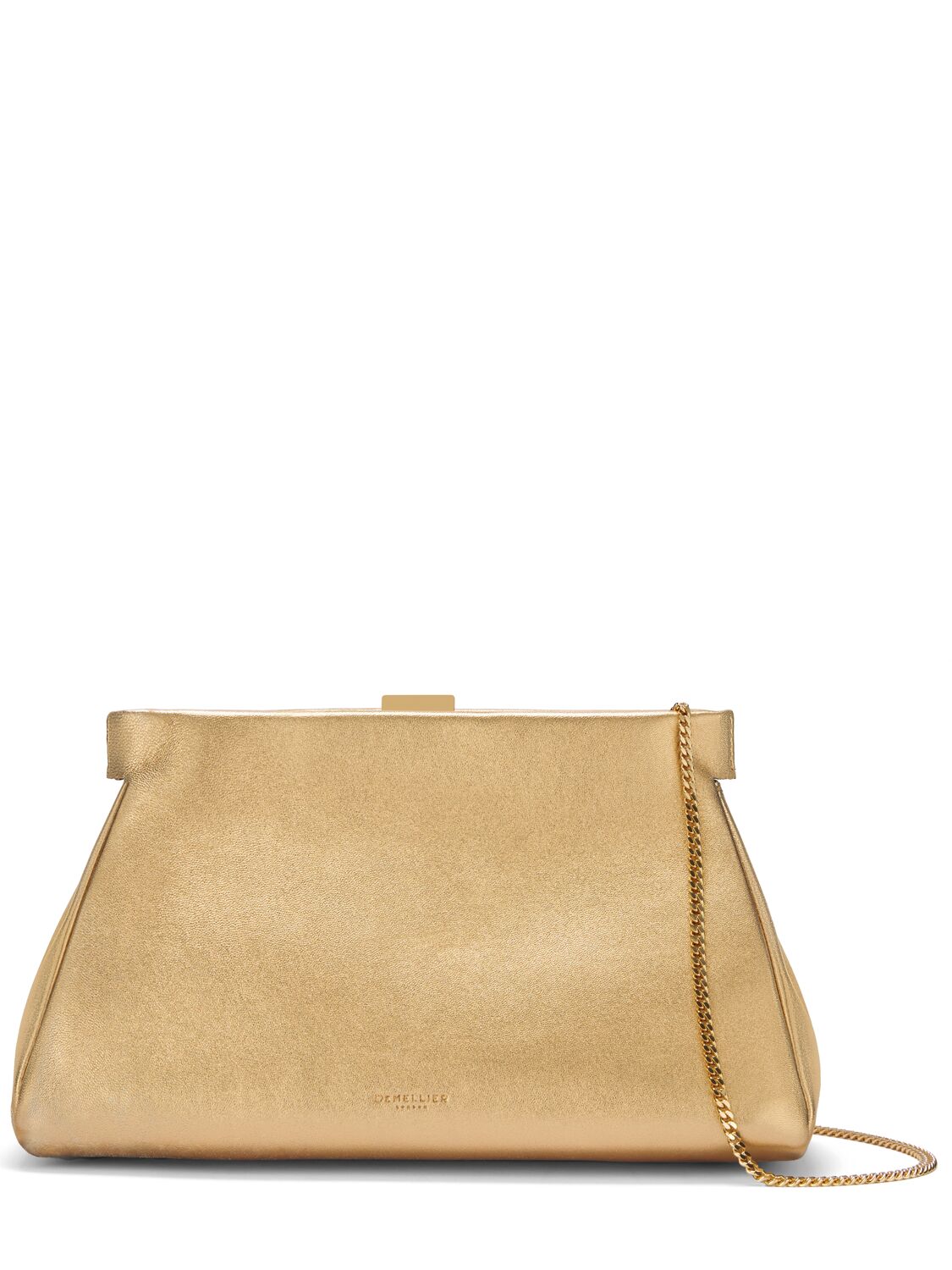 Demellier Cannes Metallic Slim Smooth Leather Bag In Gold