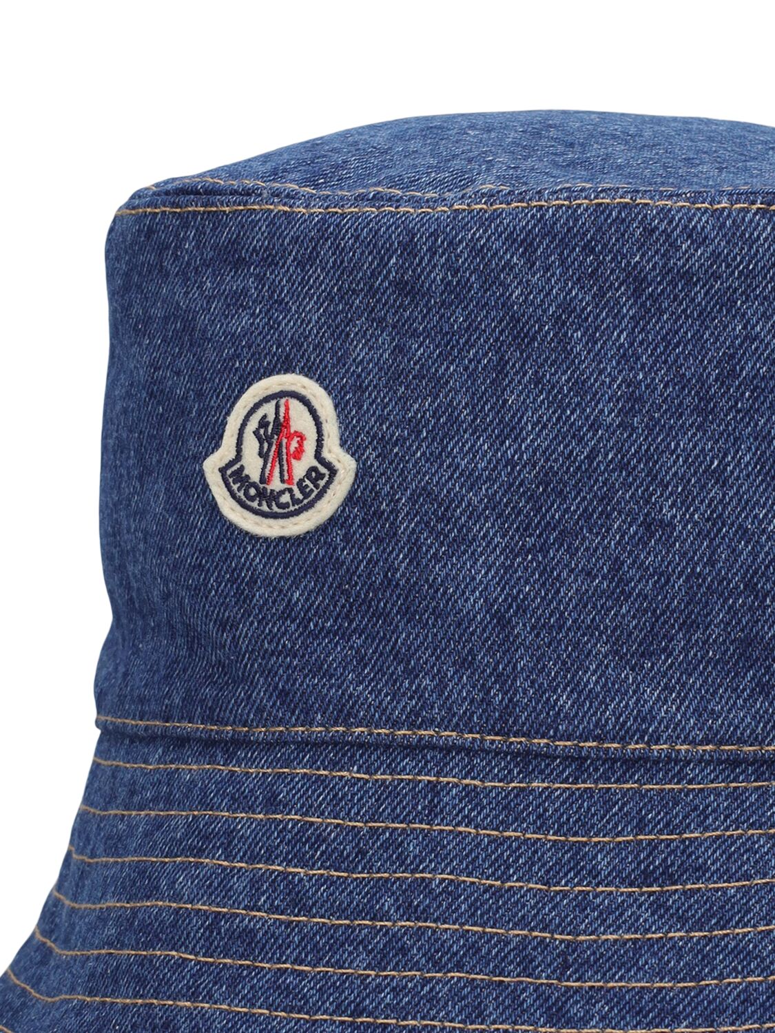 Shop Moncler Denim Bucket Hat In Midnight Blue