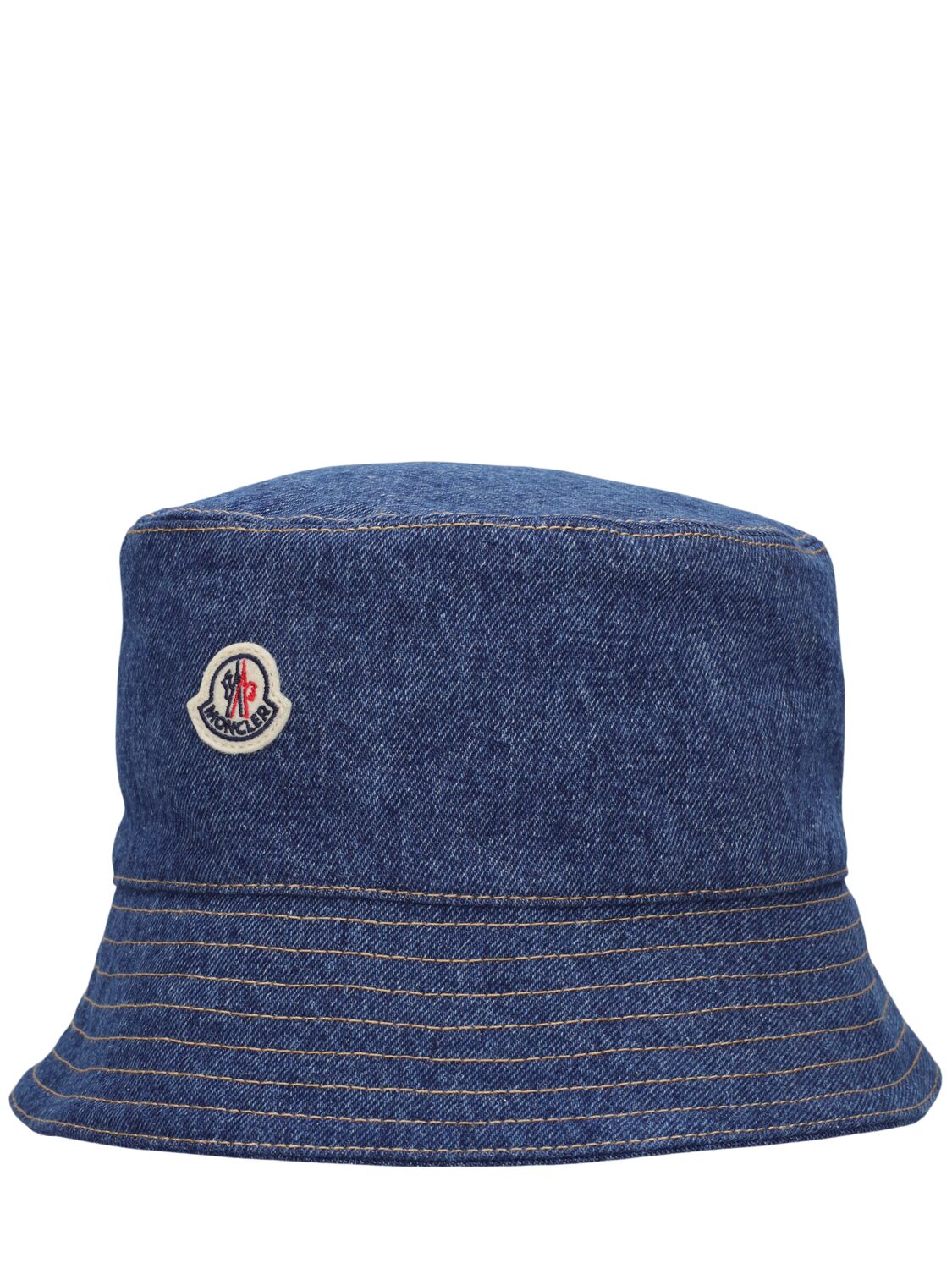 Shop Moncler Denim Bucket Hat In Midnight Blue