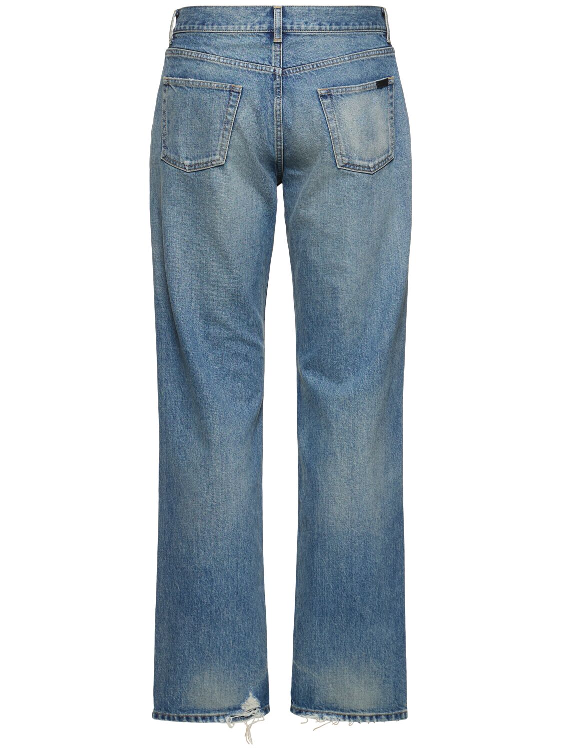 Shop Saint Laurent Relaxed Straight Cotton Denim Jeans In Blue