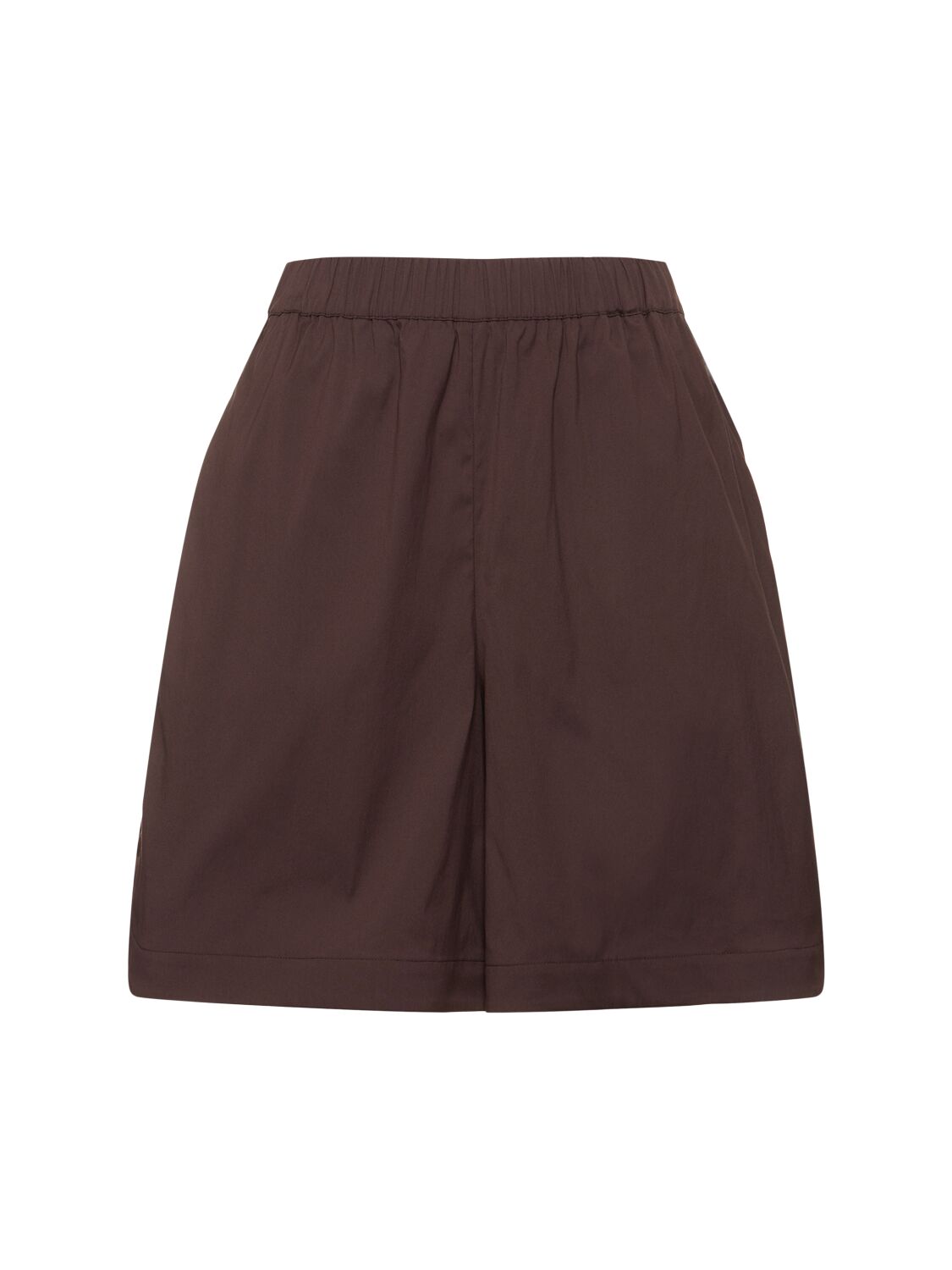 Shop Max Mara Oliveto Poplin Shorts In Brown