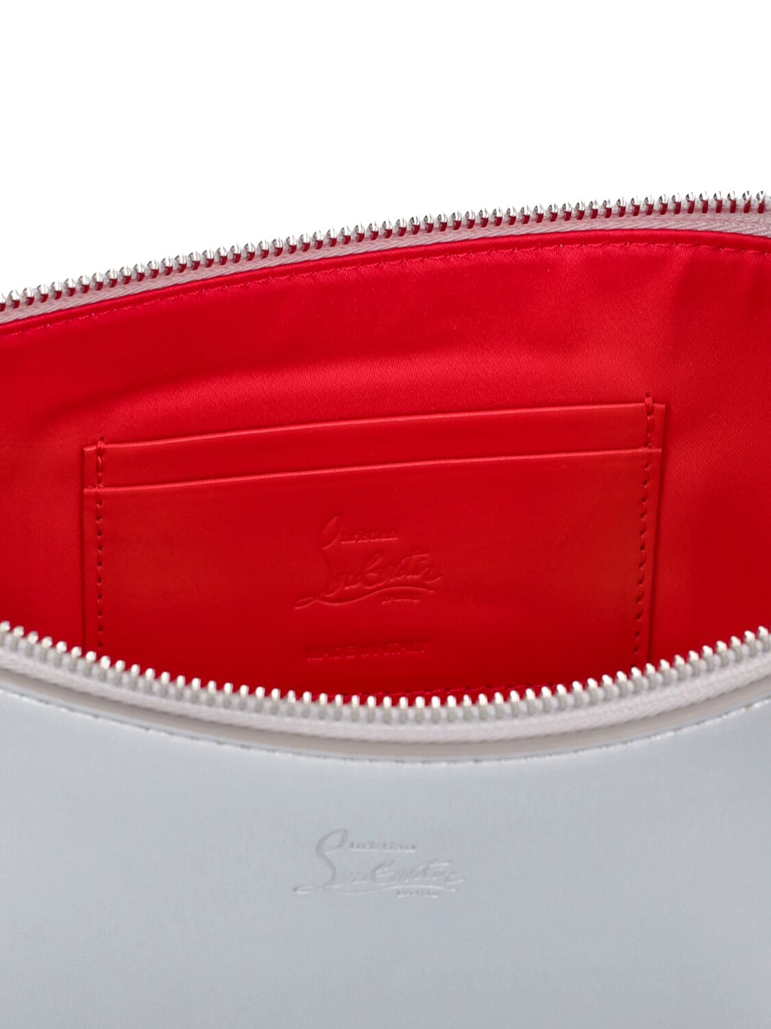 Shop Christian Louboutin Loubila Laminated Leather Shoulder Bag In Silver