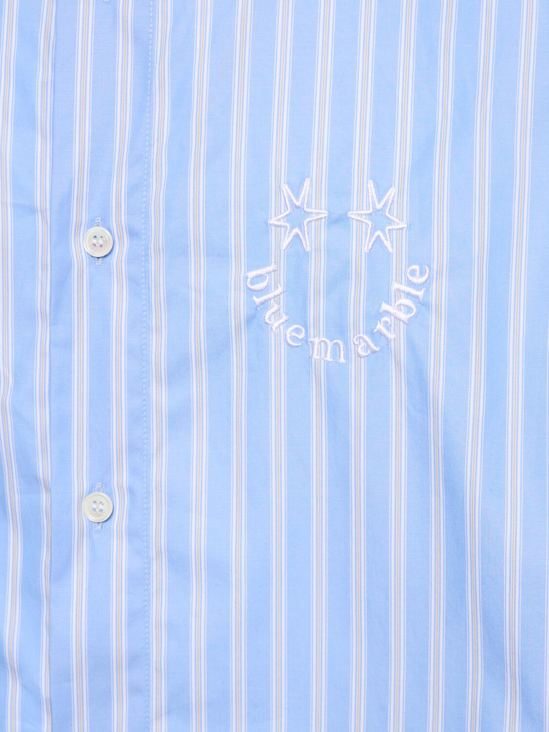 Shop Bluemarble Smiley Striped Cotton Poplin Shirt In Blue