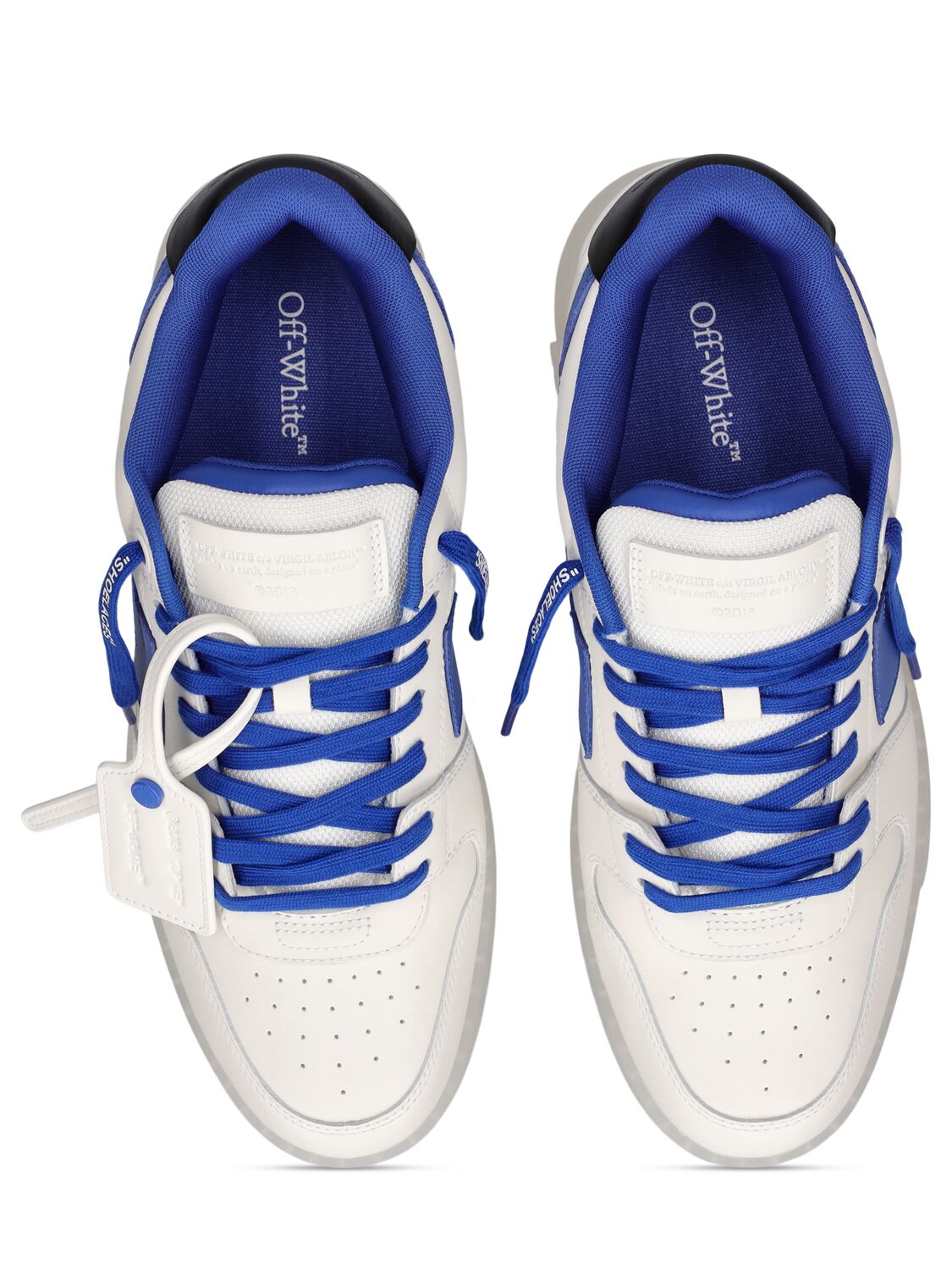 Shop Off-white Out Of Office Leather Sneakers In White,blue