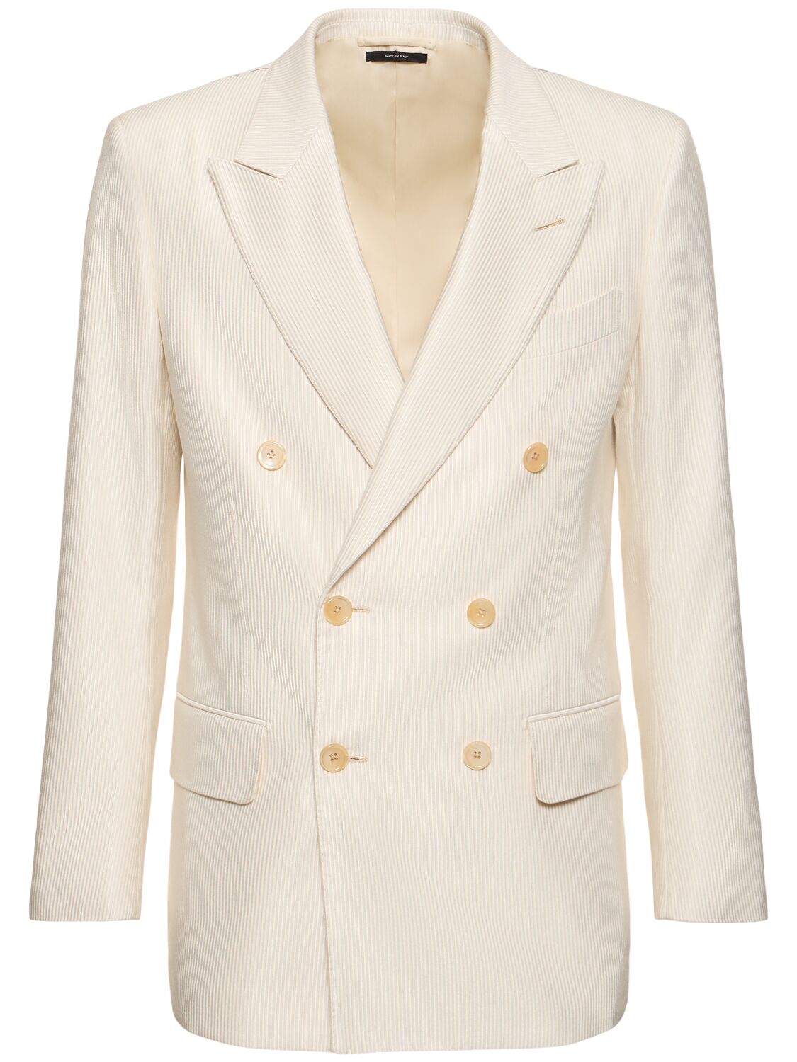 Tom Ford Atticus Double-breasted Silk-canvas Suit Jacket In Neutrals