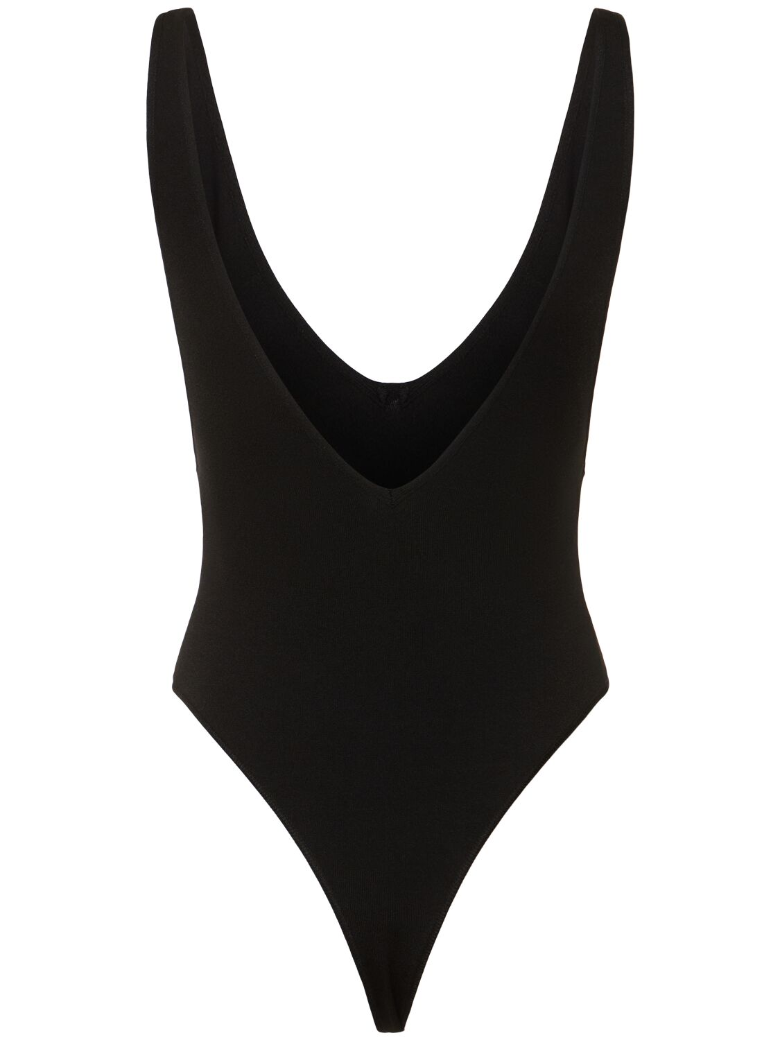 Shop Roberto Cavalli Stretch Viscose V-neck Bodysuit In 黑色