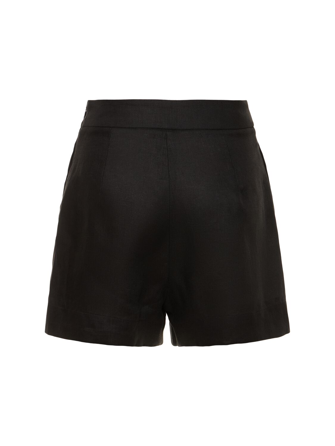 Shop Ermanno Scervino High Rise Linen Shorts In 黑色