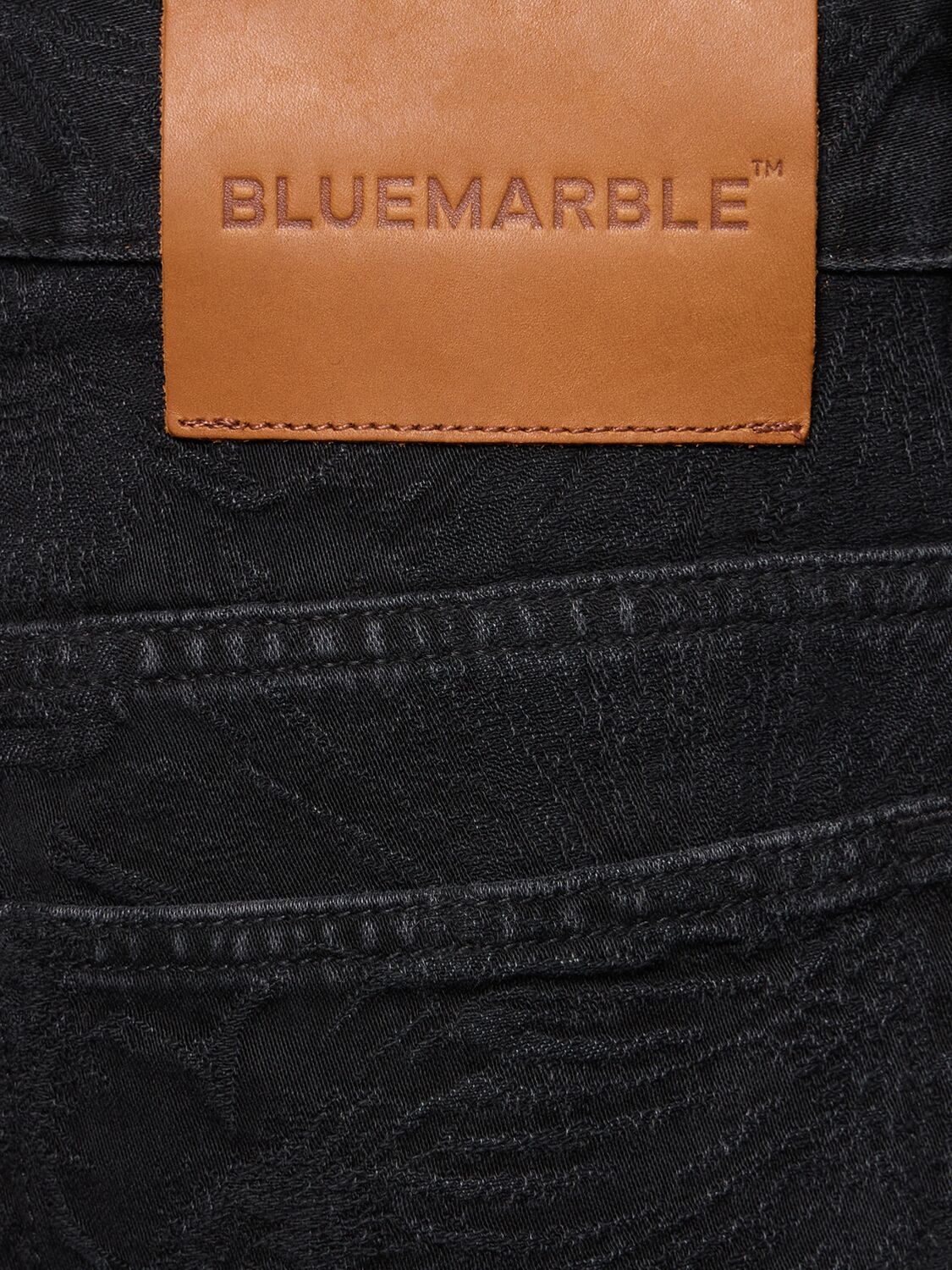 Shop Bluemarble Denim Jacquard Bootcut Jeans In 黑色