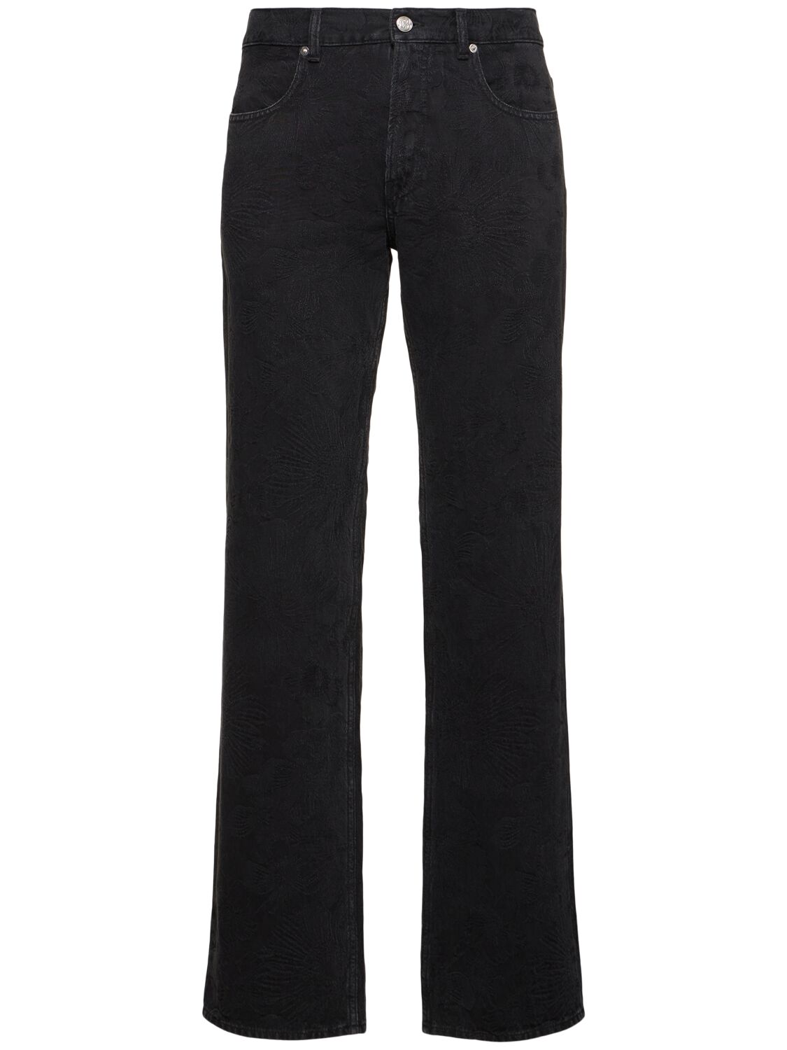 Bluemarble Denim Jacquard Bootcut Jeans In 黑色