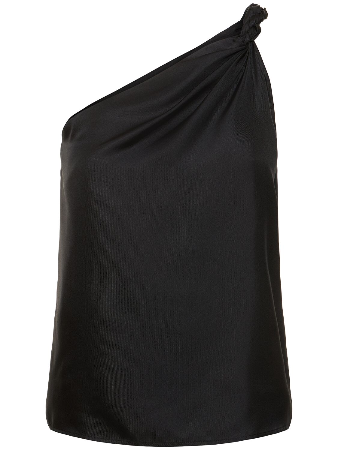 Shop Loulou Studio Adiran Asymmetric Silk Top In 黑色