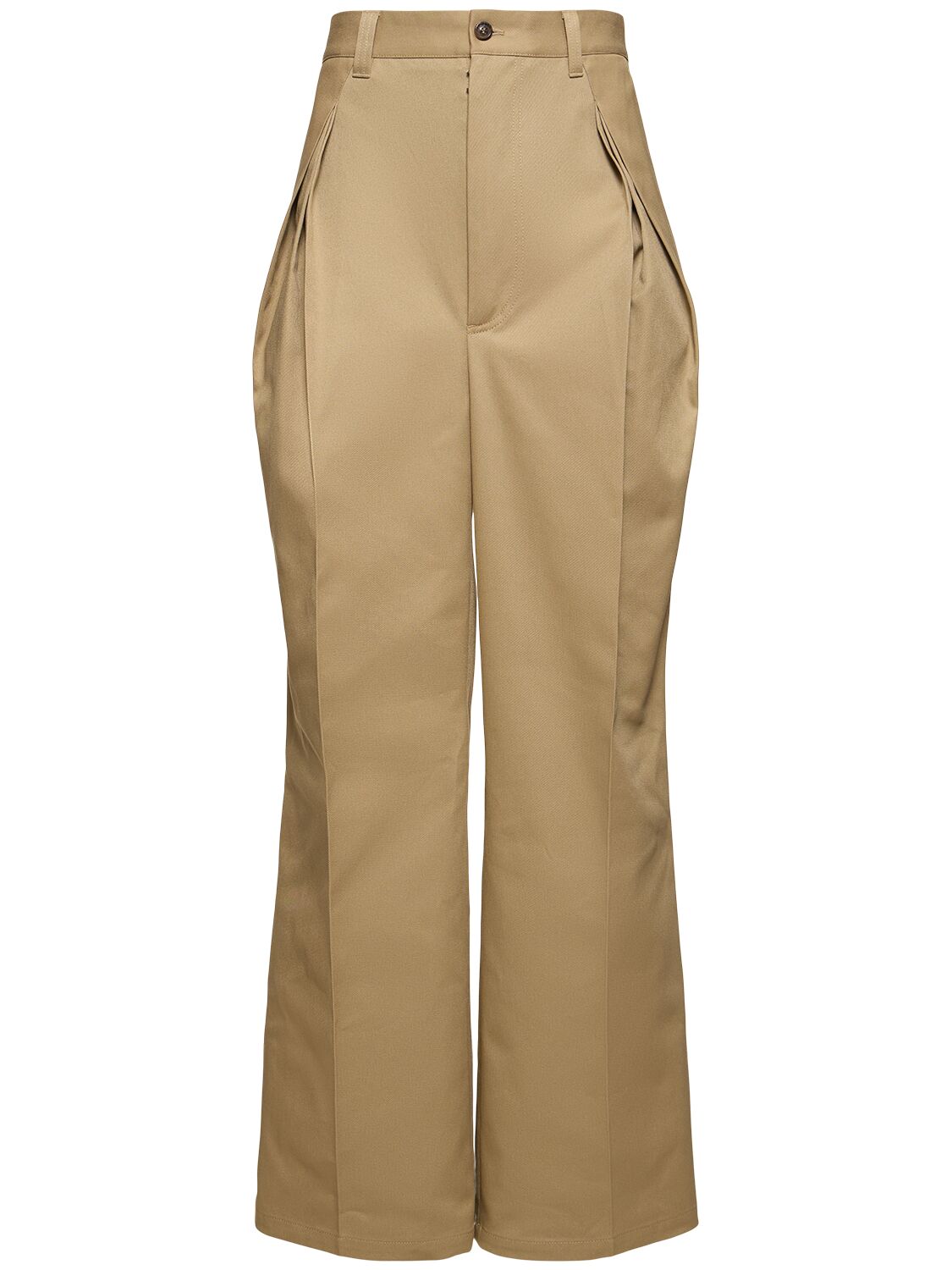 Image of Pleated Cotton Blend Chino Pants