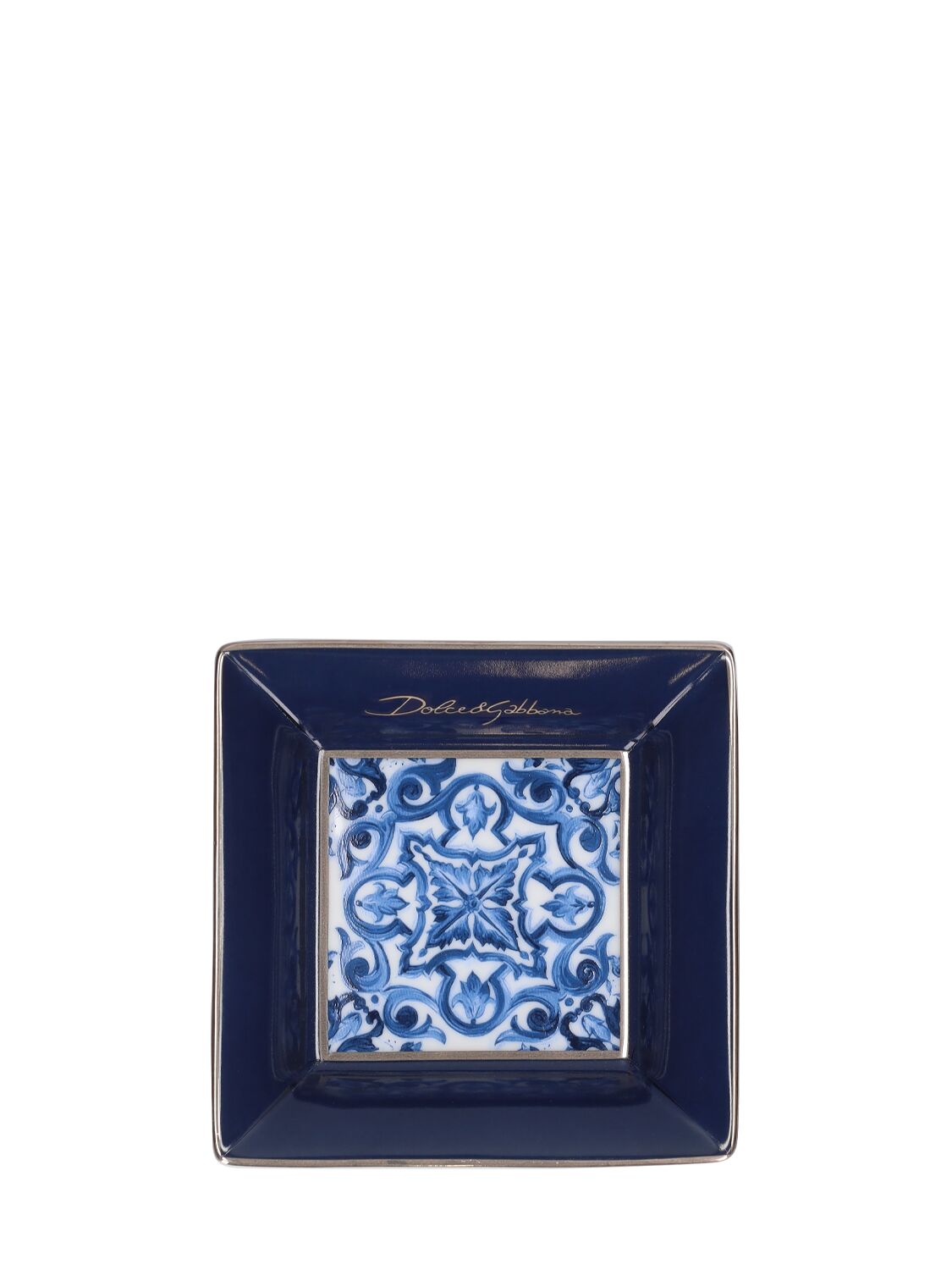 Dolce & Gabbana Blu Mediterraneo Square Decorative Plate In Blue