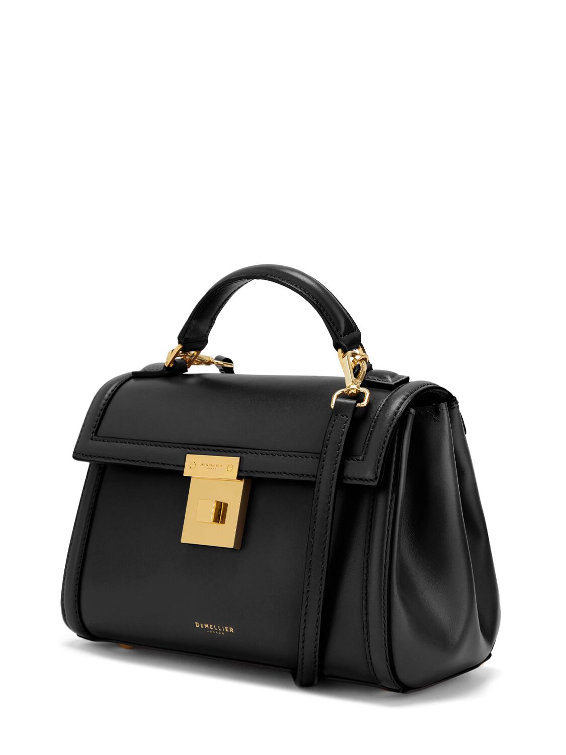 Shop Demellier Paris Smooth Leather Top Handle Bag In Black