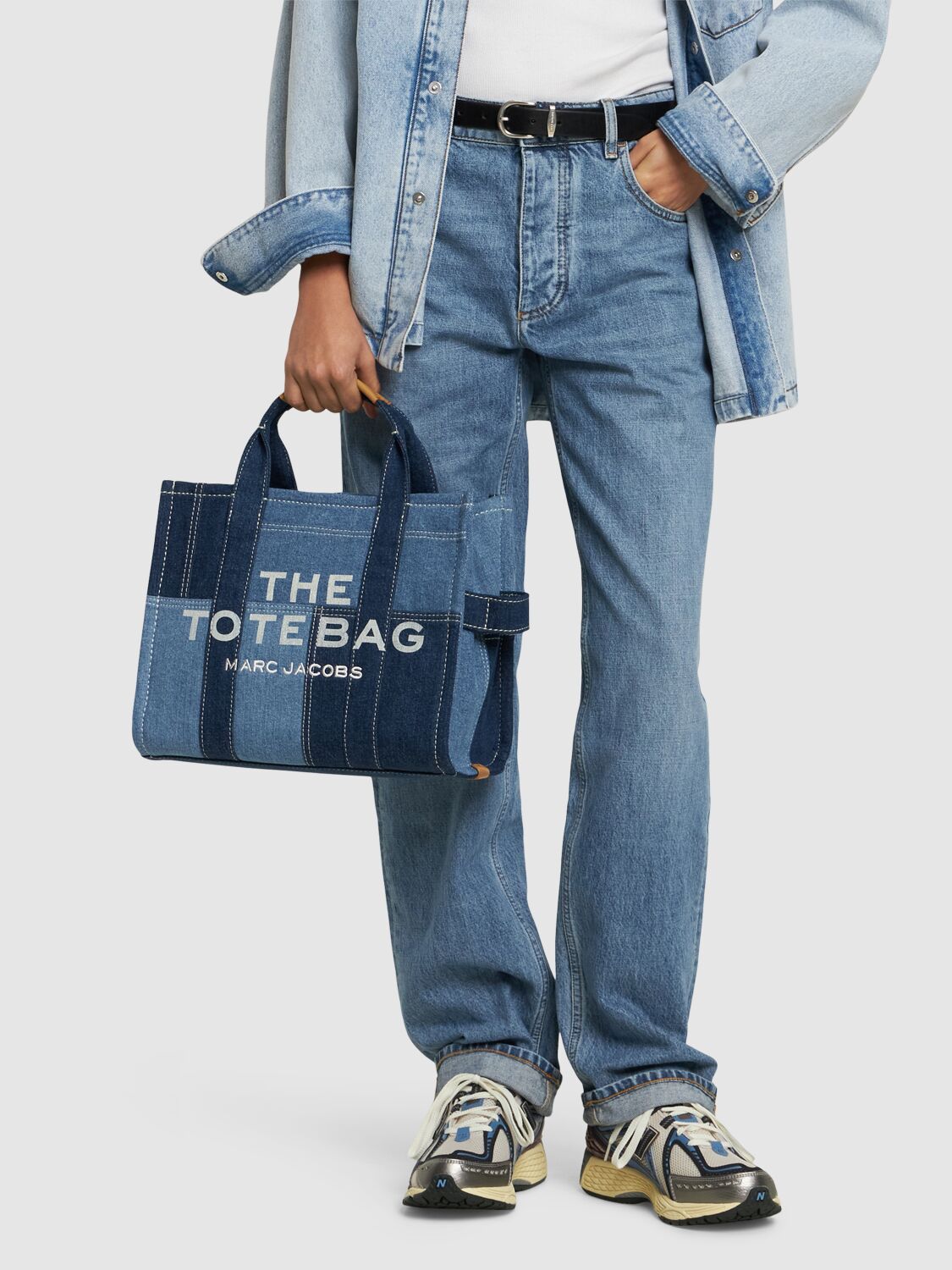 Shop Marc Jacobs The Medium Tote Denim Patches Bag