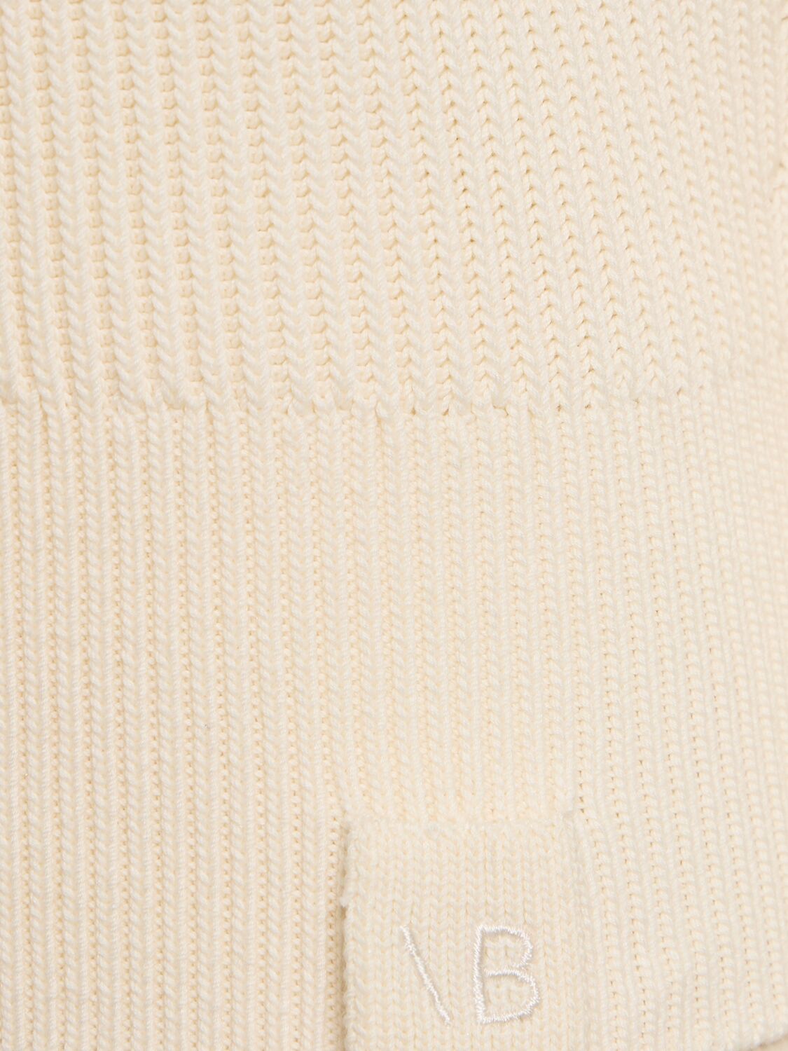 Shop Victoria Beckham V Neck Cotton & Silk Knit Sweater In 白色