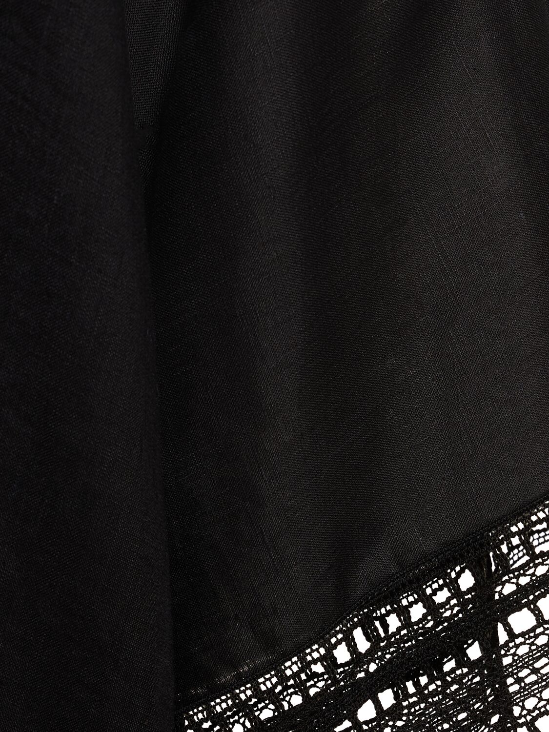 Shop Ermanno Scervino Linen Long Sleeve Caftan Dress In 黑色