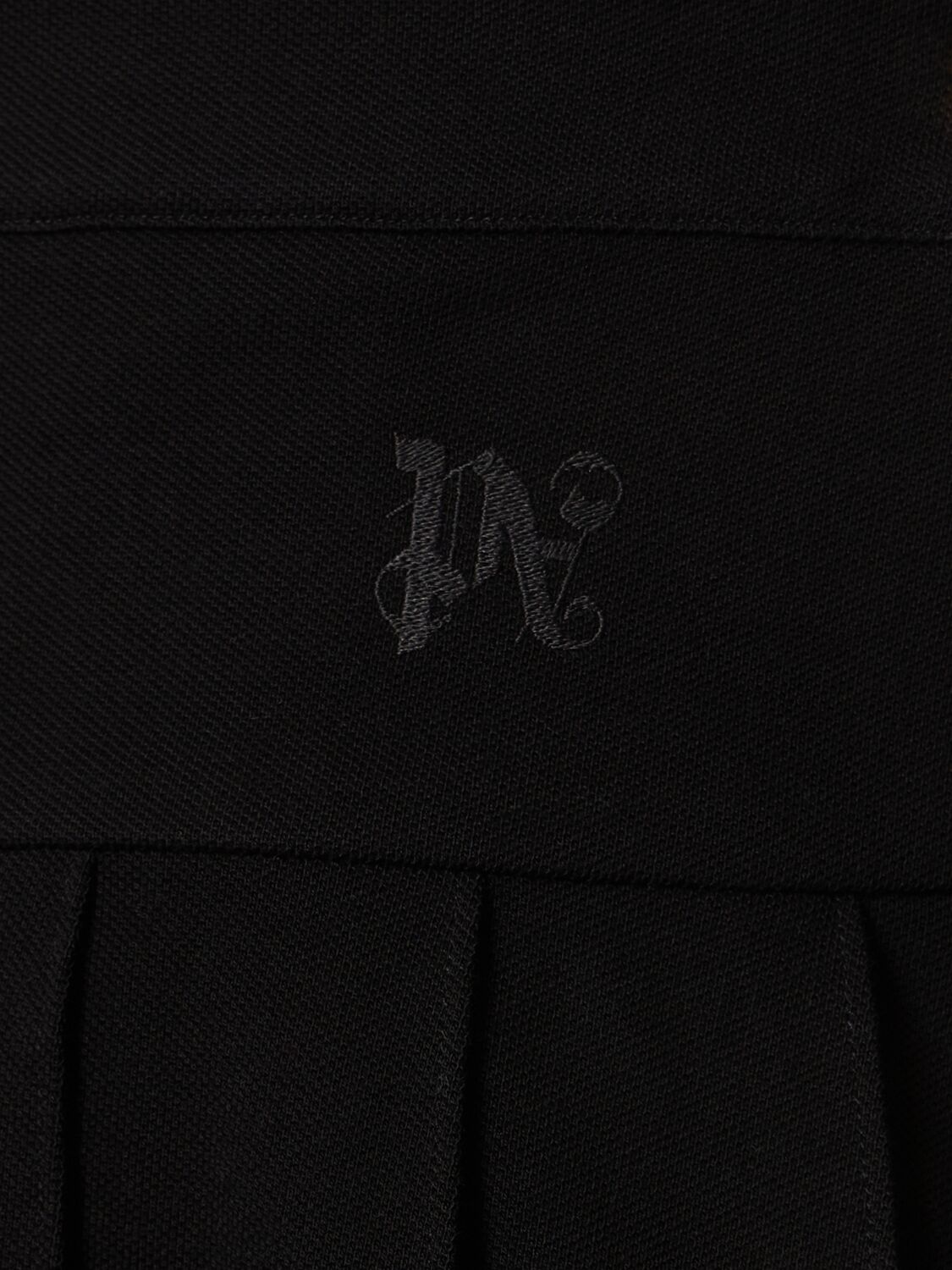 Shop Palm Angels Monogram Pleated Cotton Skirt In Black