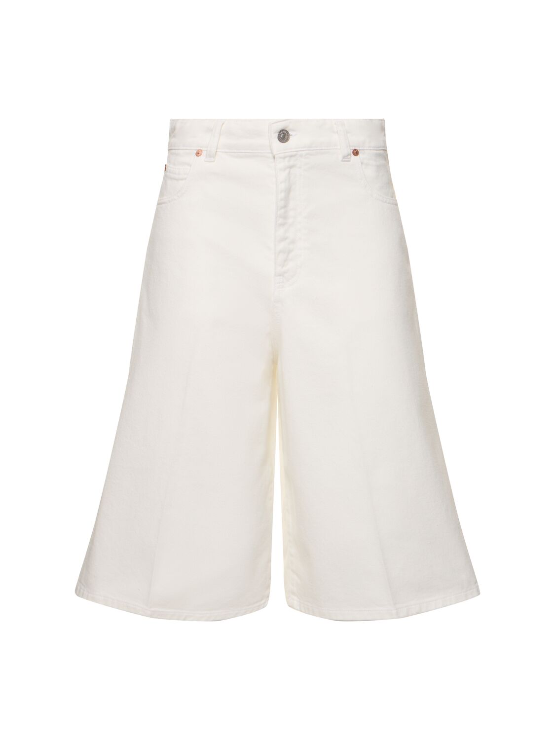 Victoria Beckham Oversized Cotton Bermuda Shorts In 复古白