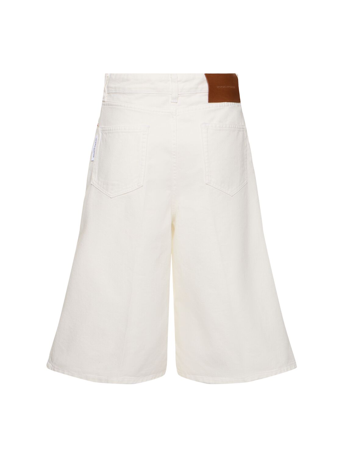 Shop Victoria Beckham Oversized Cotton Bermuda Shorts In 复古白