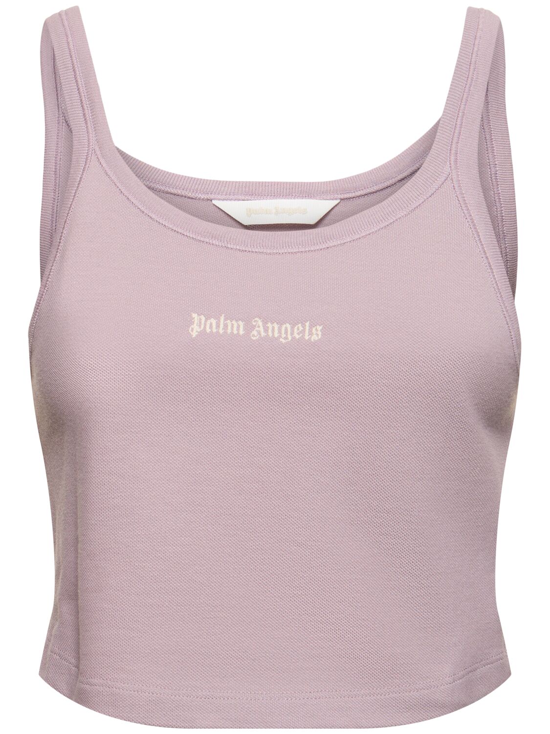 Palm Angels Classic Logo Cotton Tank Top In Purple
