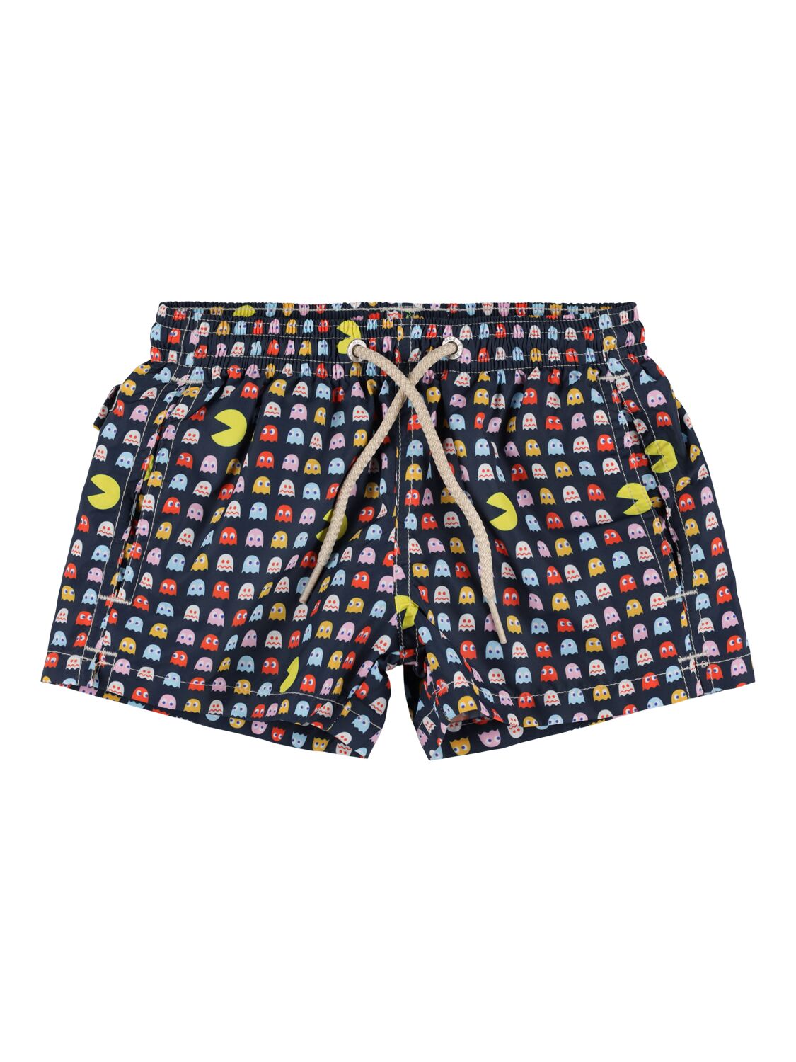 Mc2 Saint Barth Kids' Pac Man Print Nylon Swim Shorts In 蓝色,多色