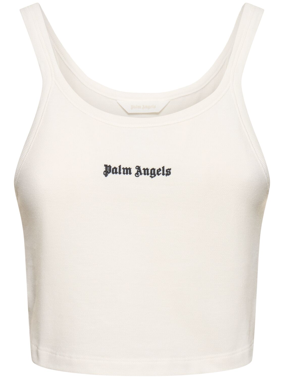 Shop Palm Angels Classic Logo Cotton Tank Top In White