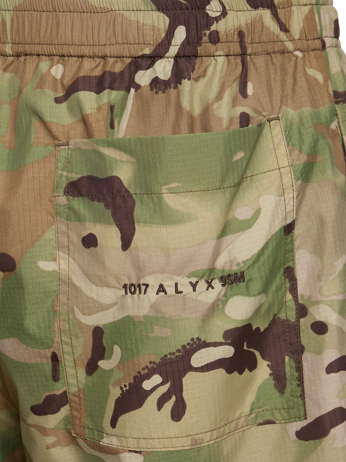Shop Alyx Camo Print Nylon Shorts In 绿色