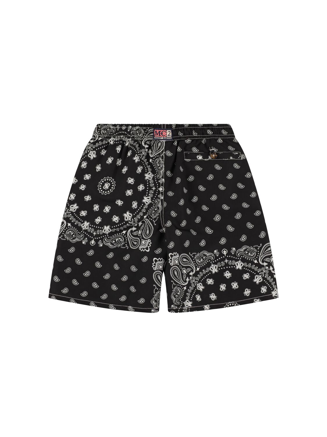 Shop Mc2 Saint Barth Bandana Print Nylon Swim Shorts In 黑色