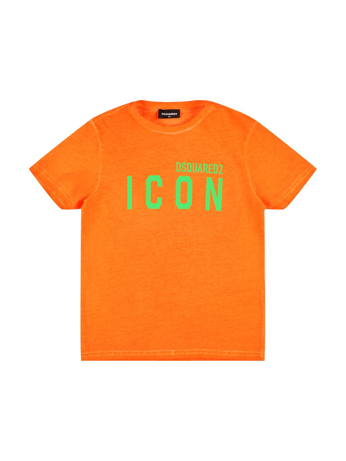 Dsquared2 Kids' Printed Cotton Jersey T-shirt In Orange,green
