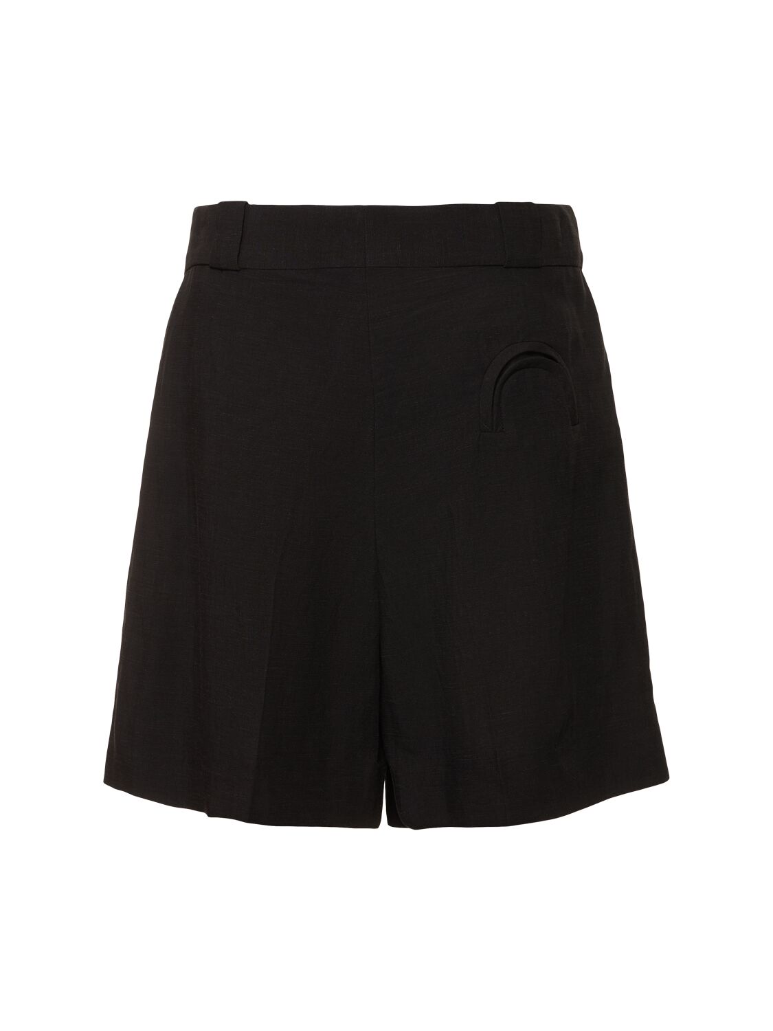 Shop Blazé Milano Rox Star Fell Viscose & Linen Shorts In 黑色