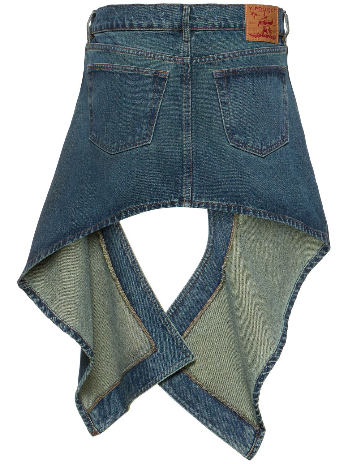 Shop Y/project Denim Asymmetric Mini Skirt In Blue