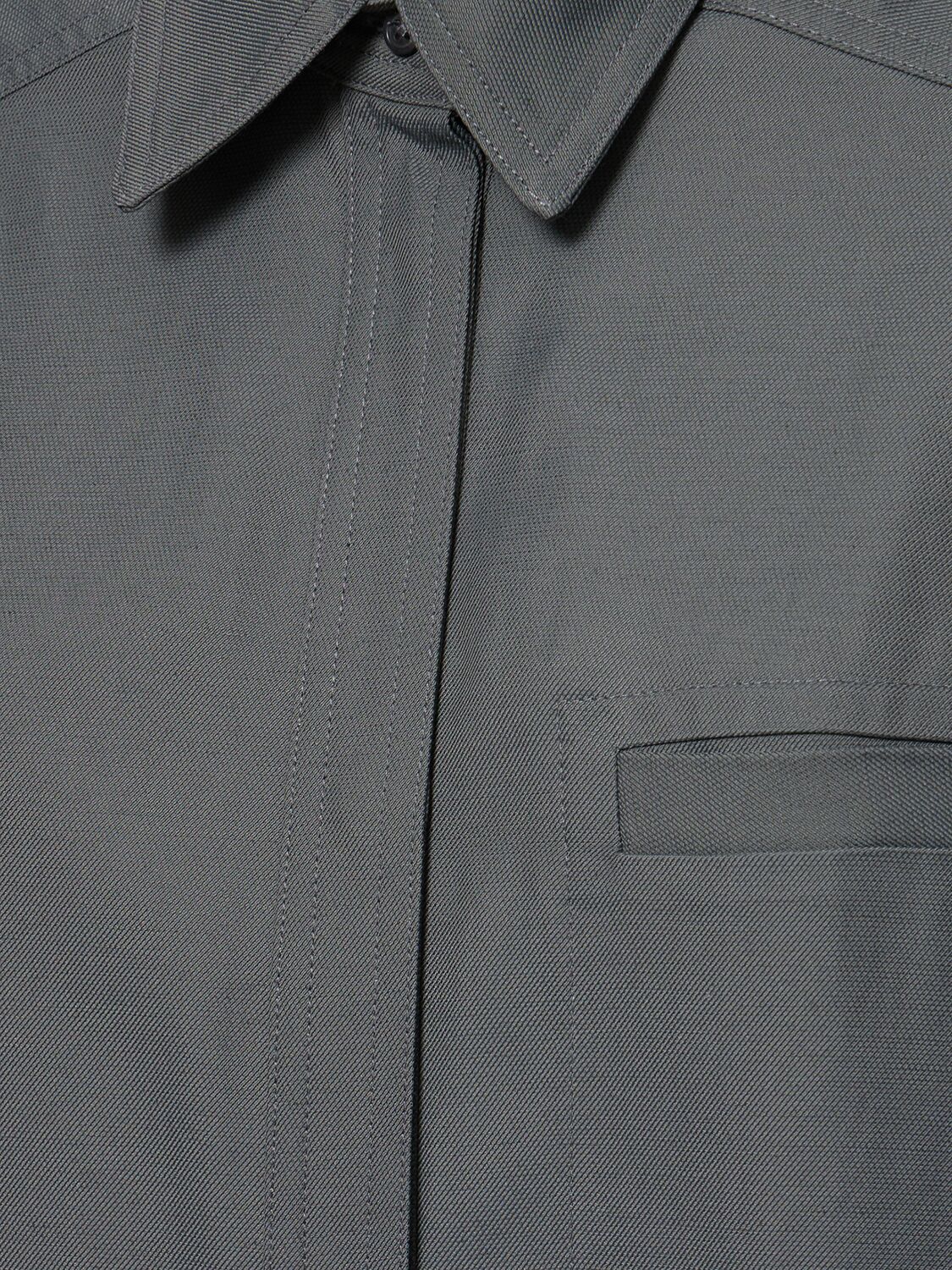 Shop Loulou Studio Moheli Viscose & Linen Shirt In Grey