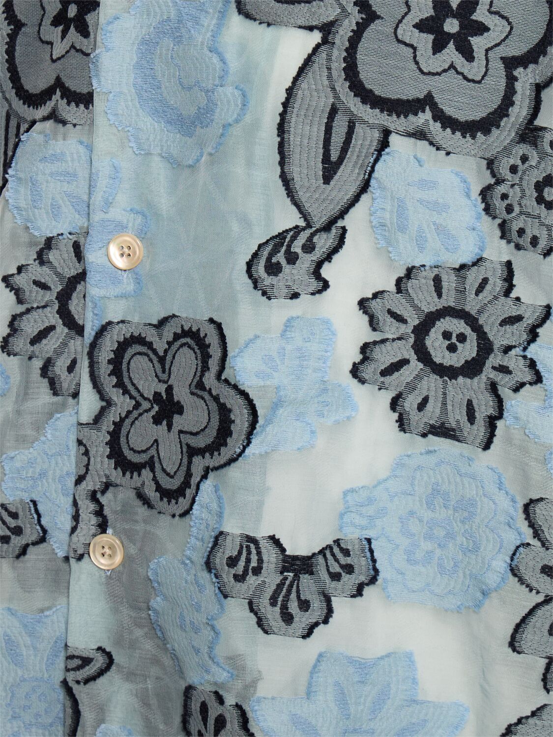 Shop Sunflower Cayo Print Cotton Blend Shirt In Light Blue