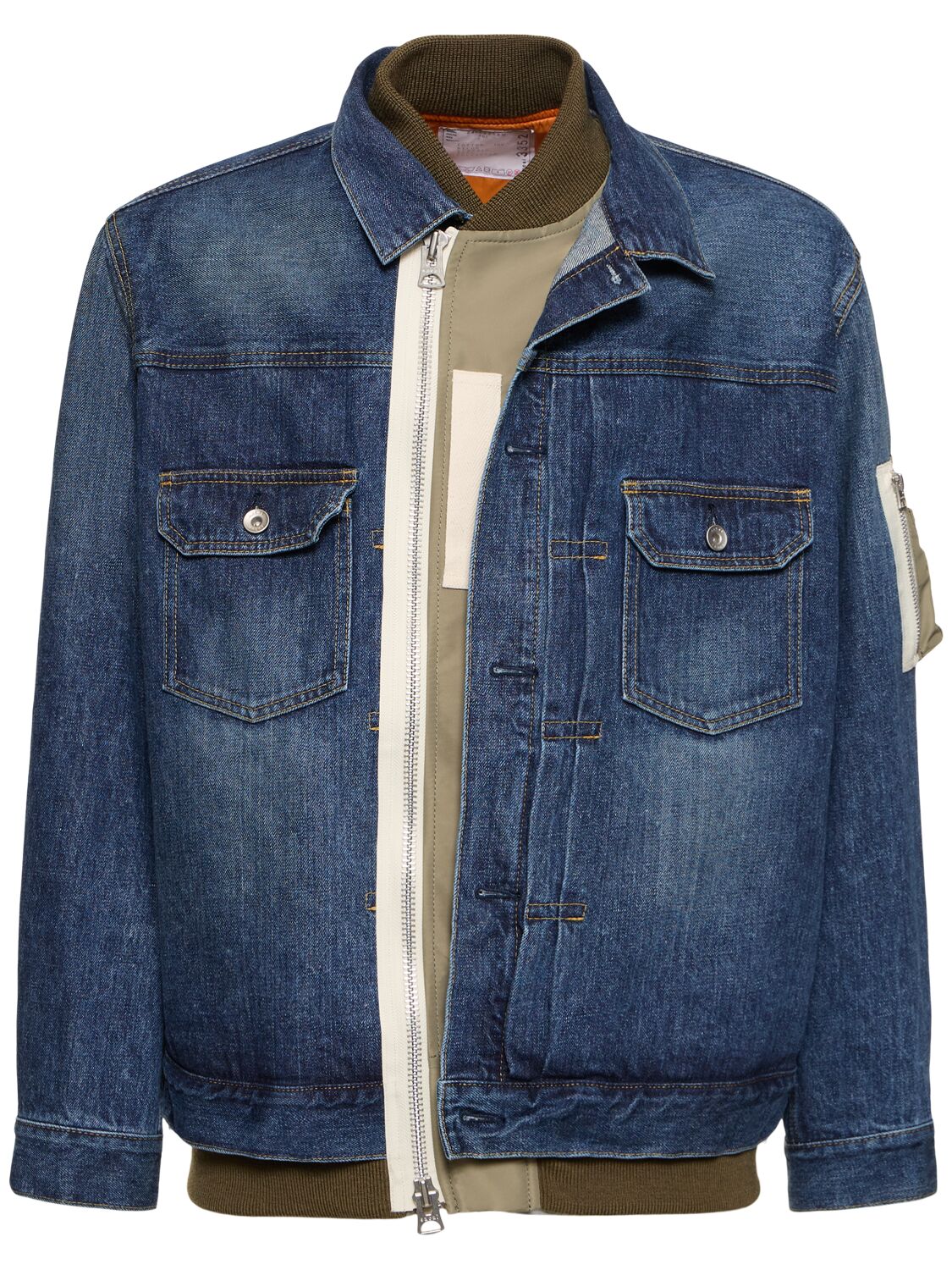 Shop Sacai Denim Zipped Jacket In Blue