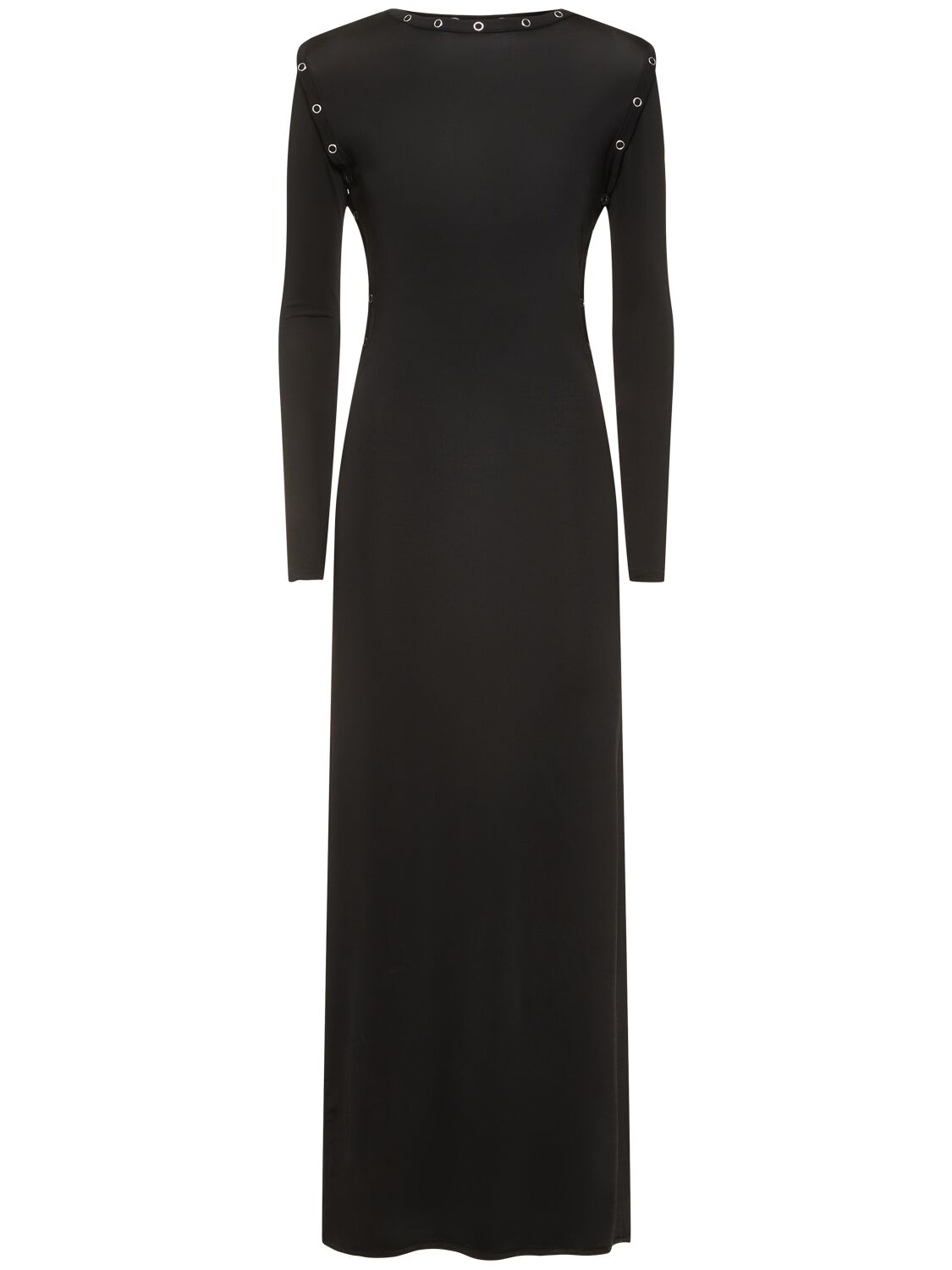 Y/project Jersey Long Sleeve Maxi Dress W/ Snaps In Black