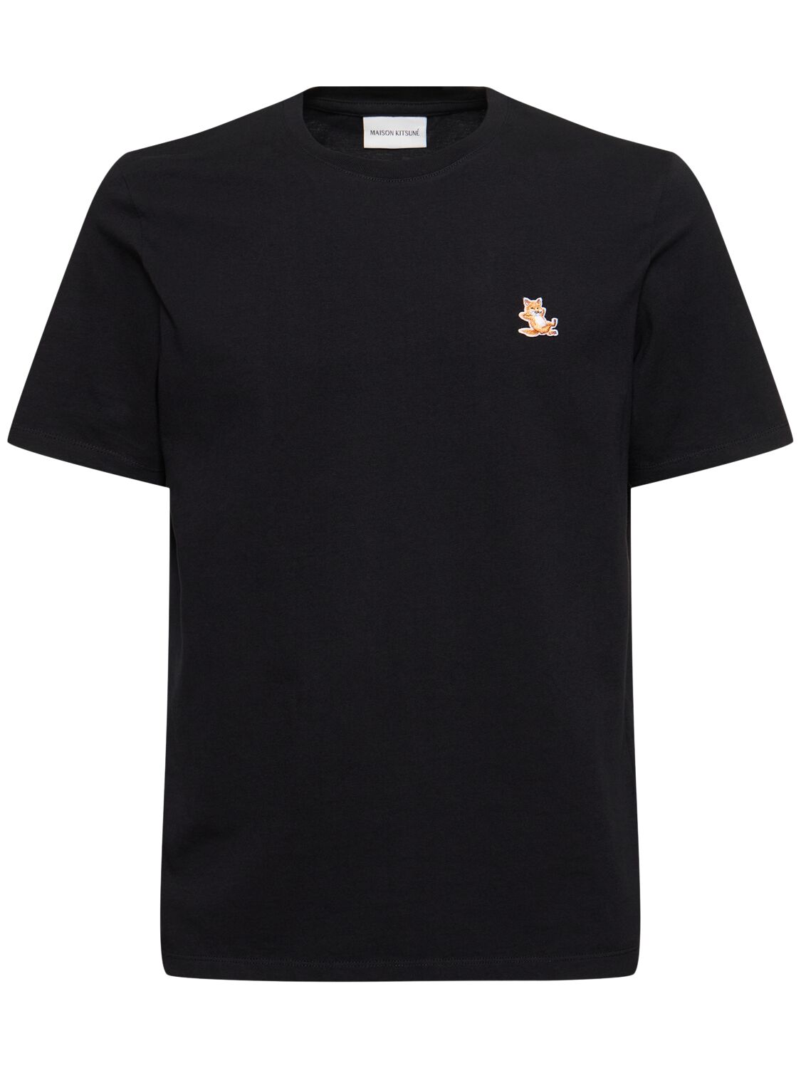 Shop Maison Kitsuné Chillax Fox Patch Regular T-shirt In Black