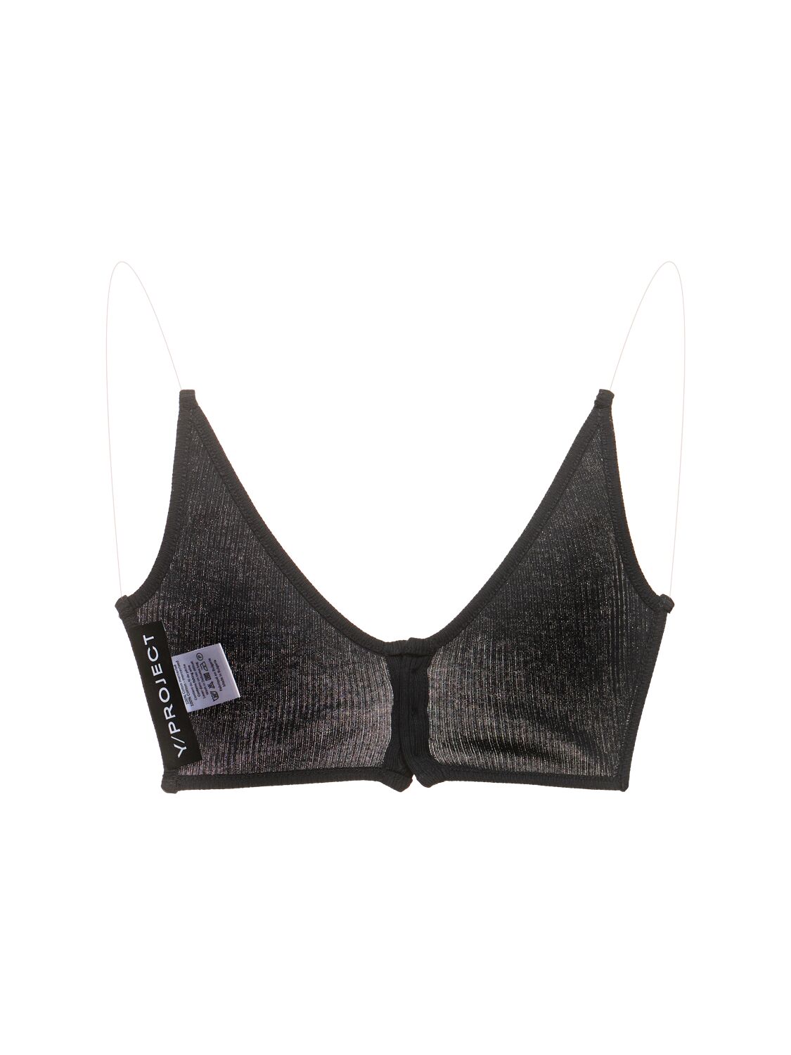 Shop Y/project Ribbed Jersey Invisible Straps Bra Top In Black