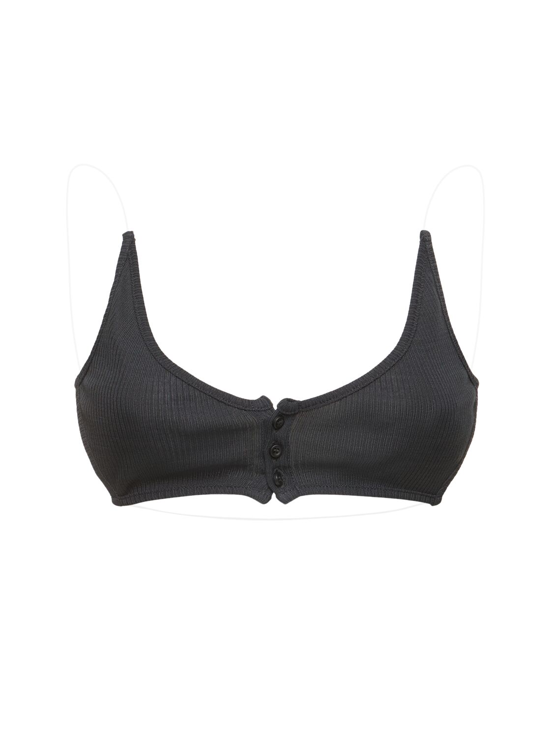 Y/project Ribbed Jersey Invisible Straps Bra Top In Black