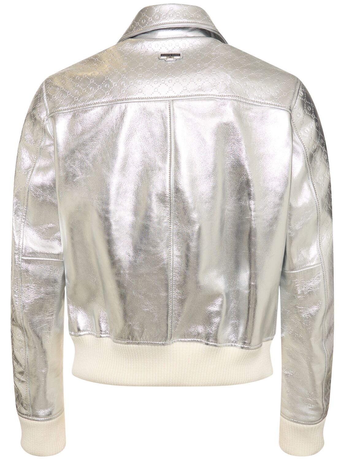 Shop Marine Serre Laminated Leather Aviator Jacket In Silver