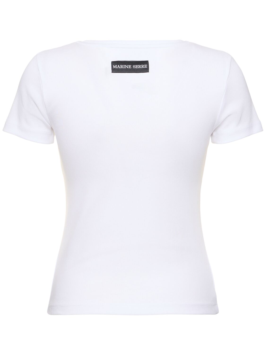 Shop Marine Serre Cotton Rib Short Sleeve T-shirt In White