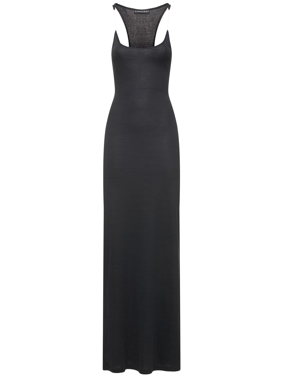 Image of Ribbed Knit Invisible Straps Long Dress
