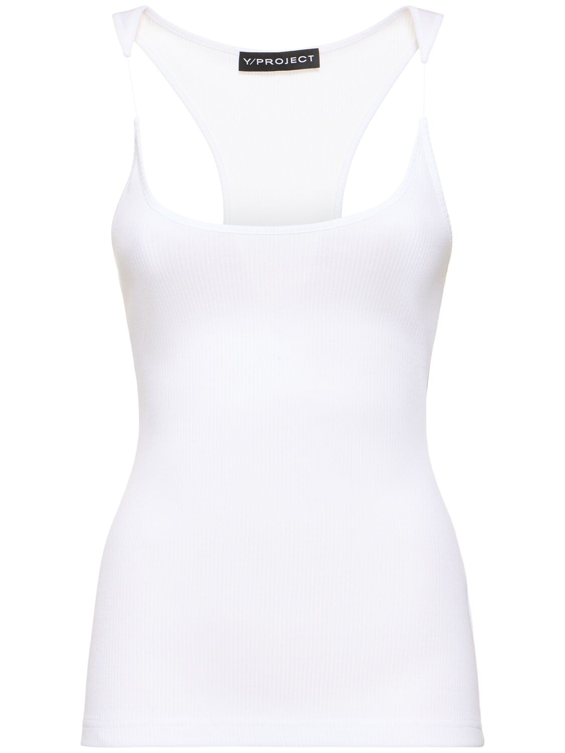 Shop Y/project Ribbed Jersey Invisible Straps Top In White