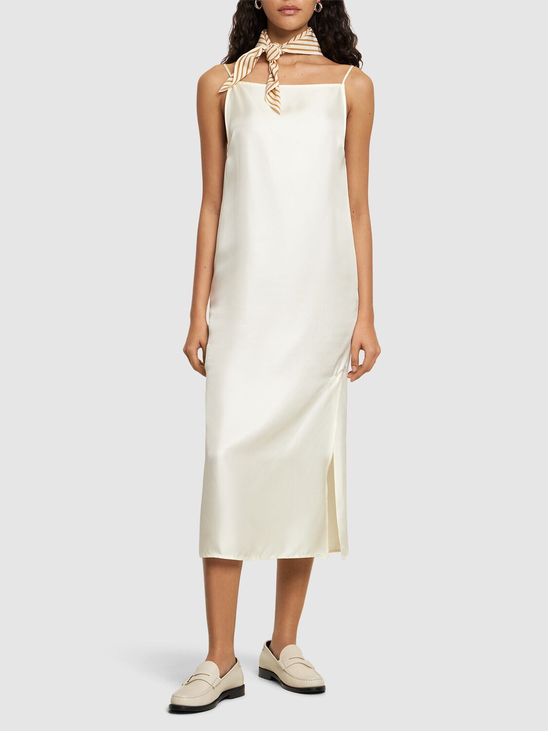 Shop Loulou Studio Sulum Silk Midi Dress In White