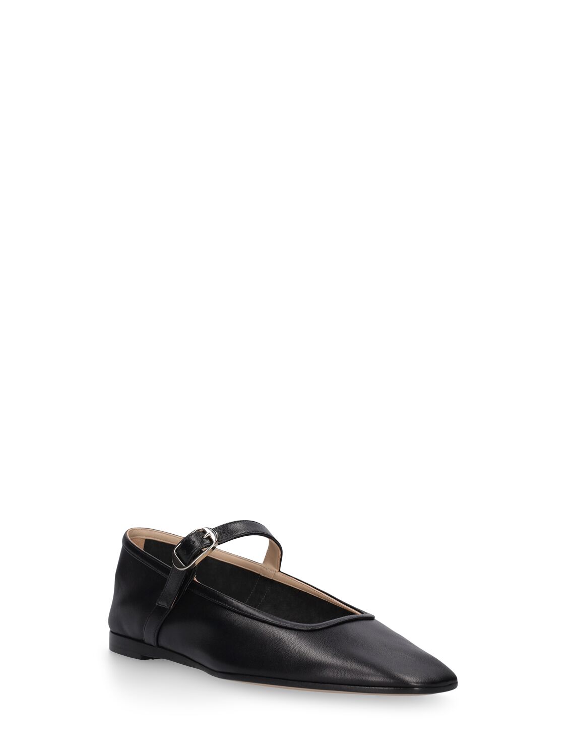 Shop Le Monde Beryl 10mm Leather Mary Jane Ballet Flats In Black
