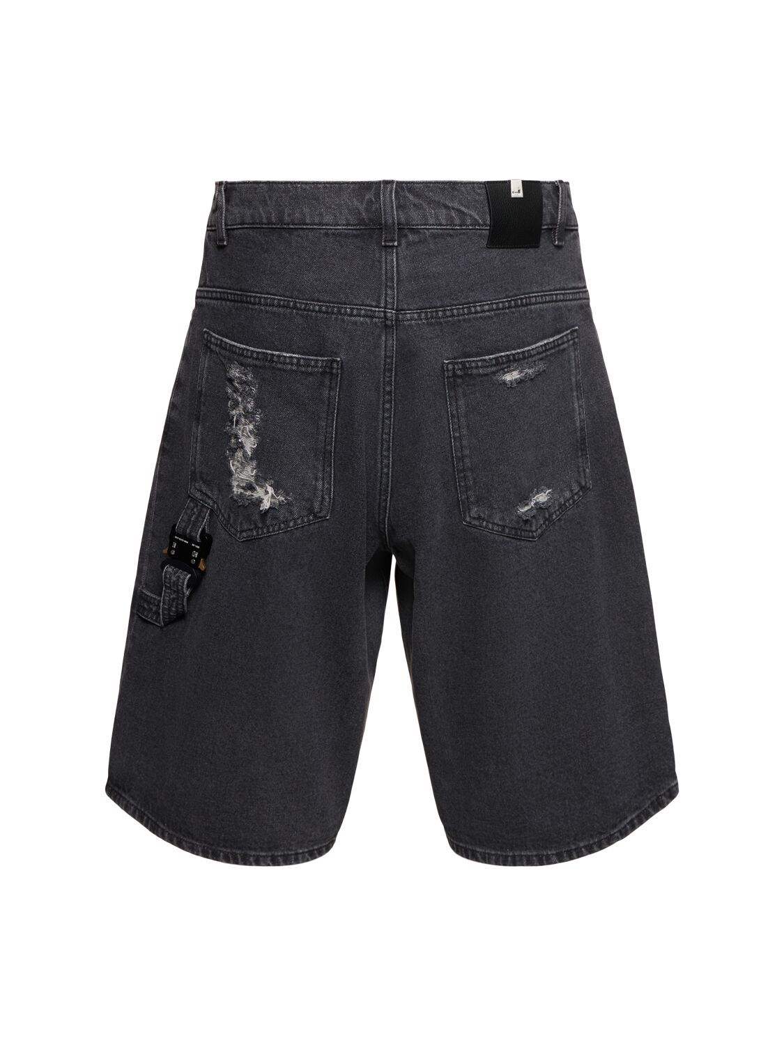 Shop Alyx Distressed Denim Shorts W/buckle In Black